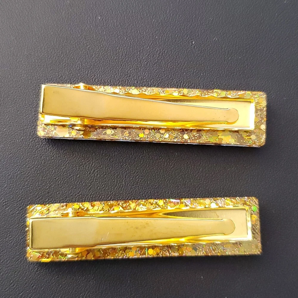 🎁5/$25🎁 Hand-made HandCrafted Glitter Vibes Resin Hair clip Barrettes New